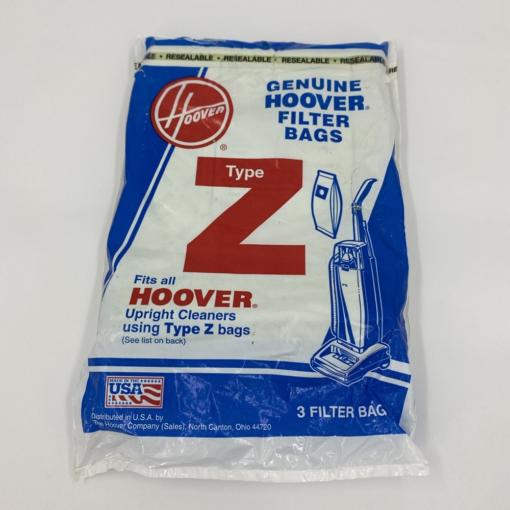 Genuine Hoover Vacuum Cleaner Filter Bags Type Z Package 4010075Z 3-Pack Vtg NIP